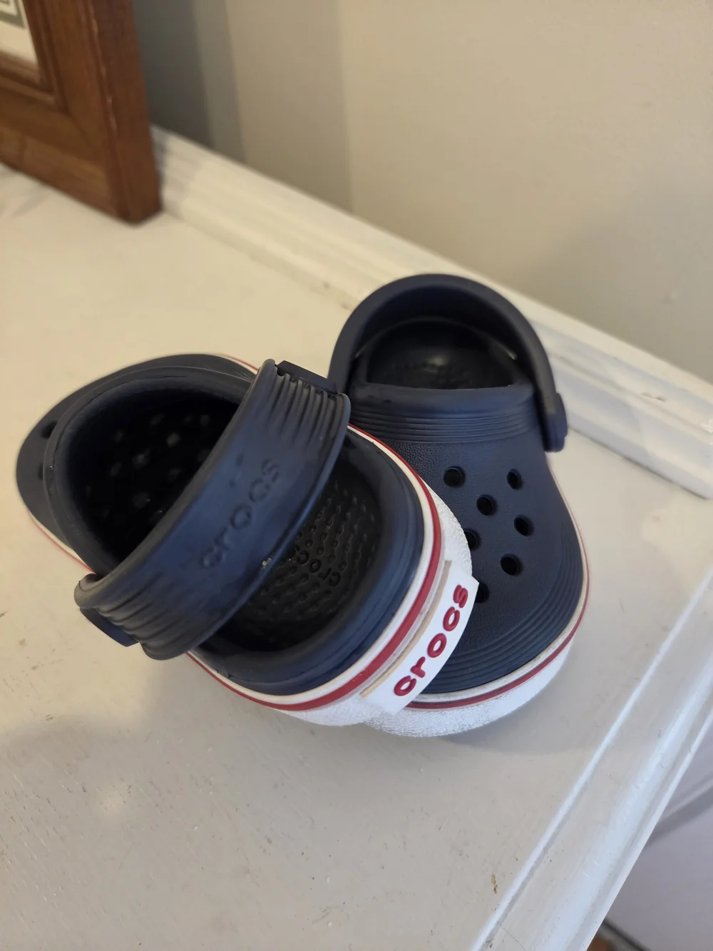 CROCS Kids Navy Clog with White & Red Trim